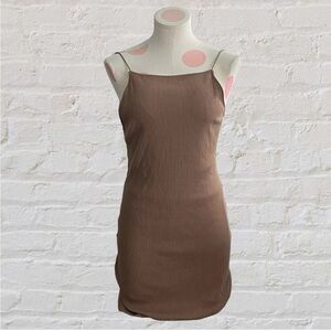 H&M Brown Spaghetti Strap Mini Dress